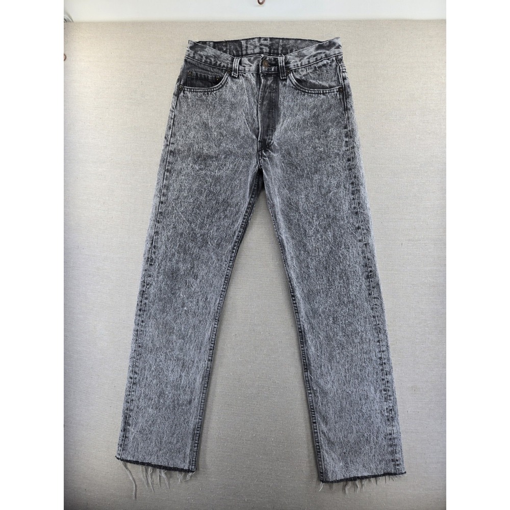Vtg 80s Levis 501 Acid Wash Black Gray Jeans USA Made Tag 29x34 Fits 28x29"